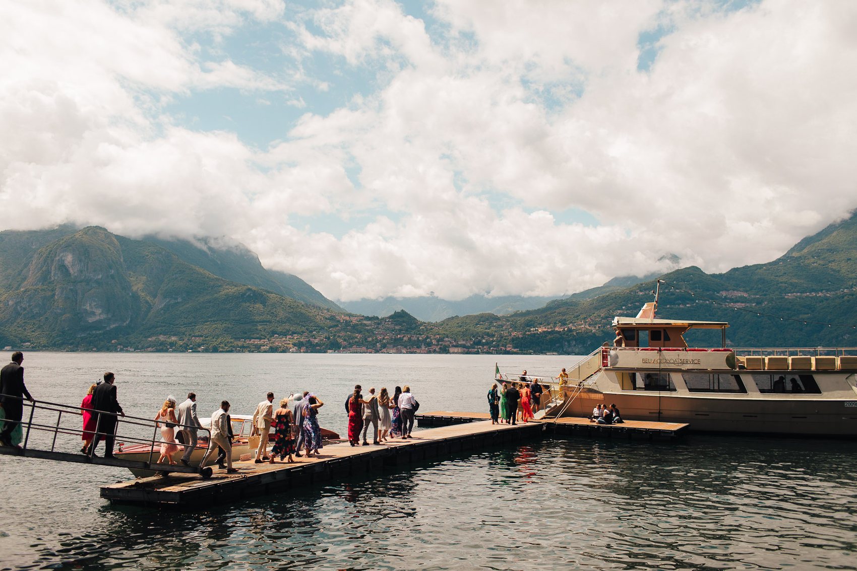 Guests arriving by boat on an Italian lake